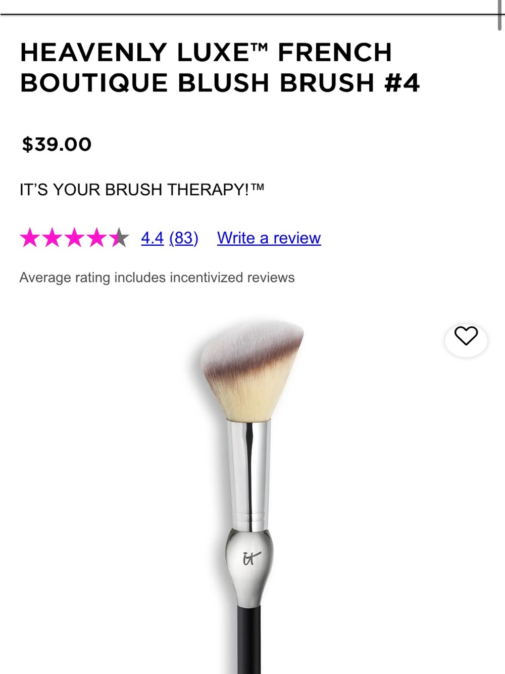 HEAVENLY LUXE™ French Boutique Blush Brush #4 - Silver Handle, Ombre Bristles